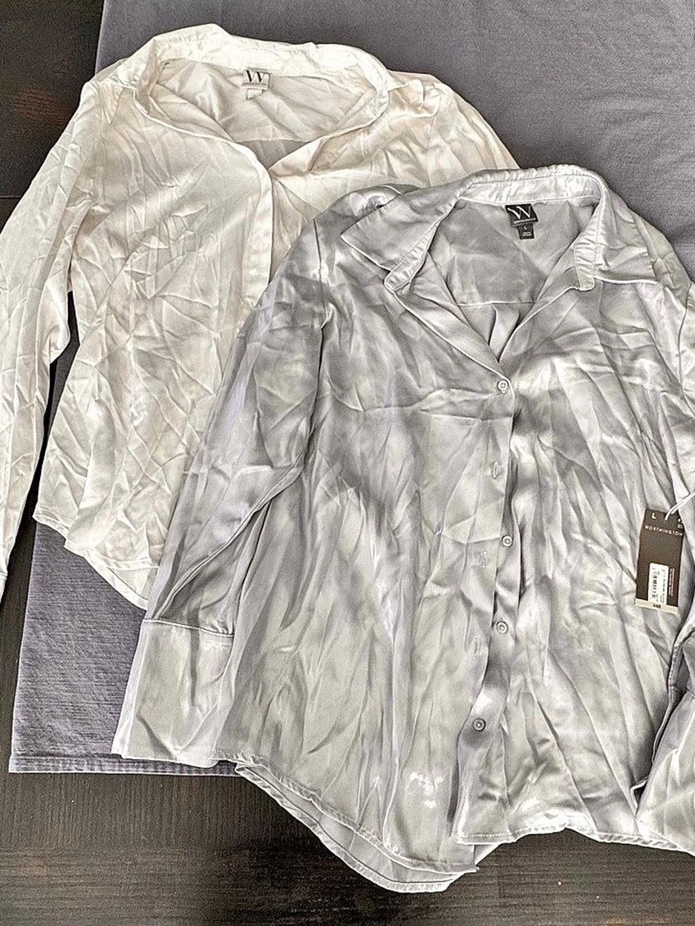 Worthington Satin Long Sleeve Button-Down Shirts